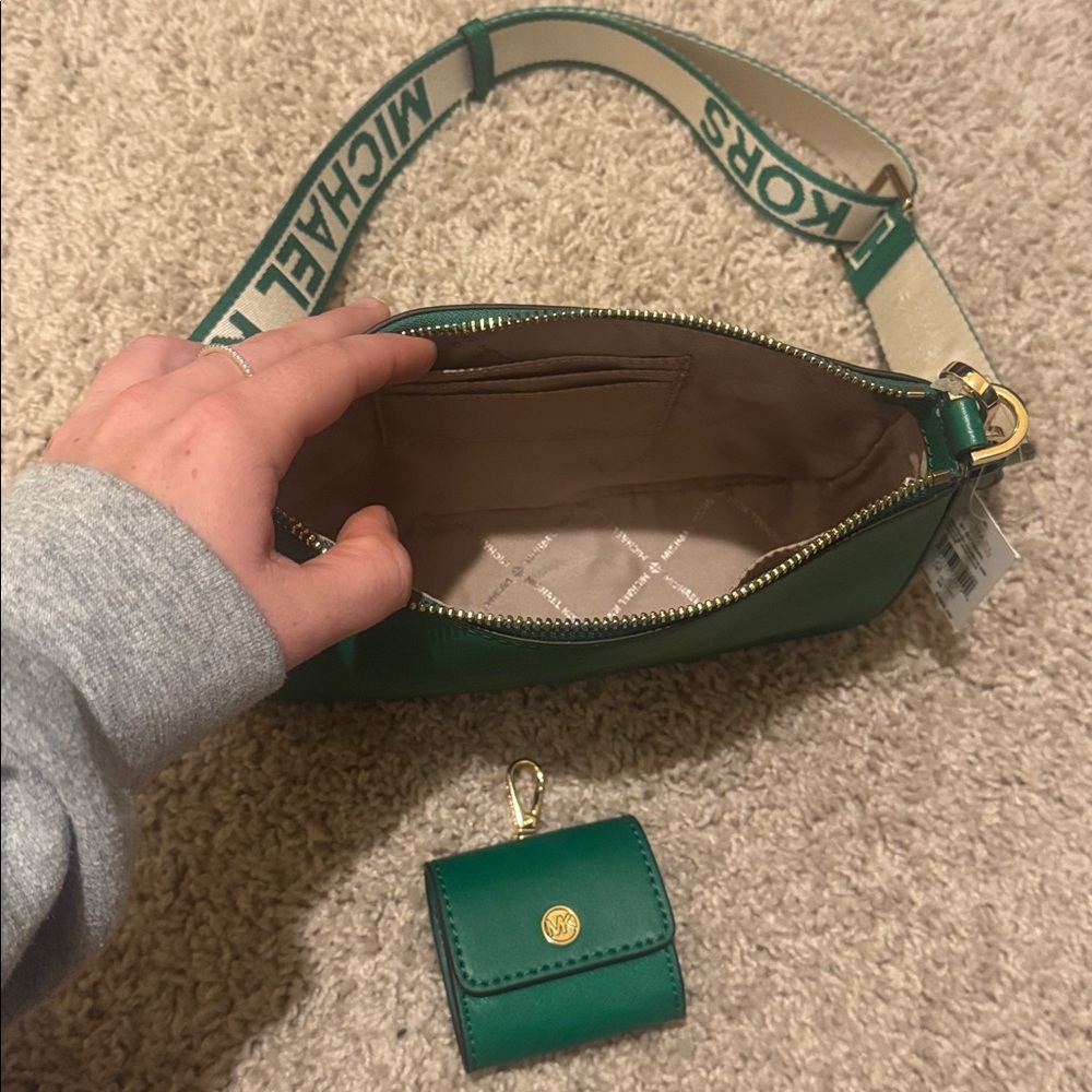 Michael Kors Teal Crossbody Bag with Logo Strap - Picture 3 of 6